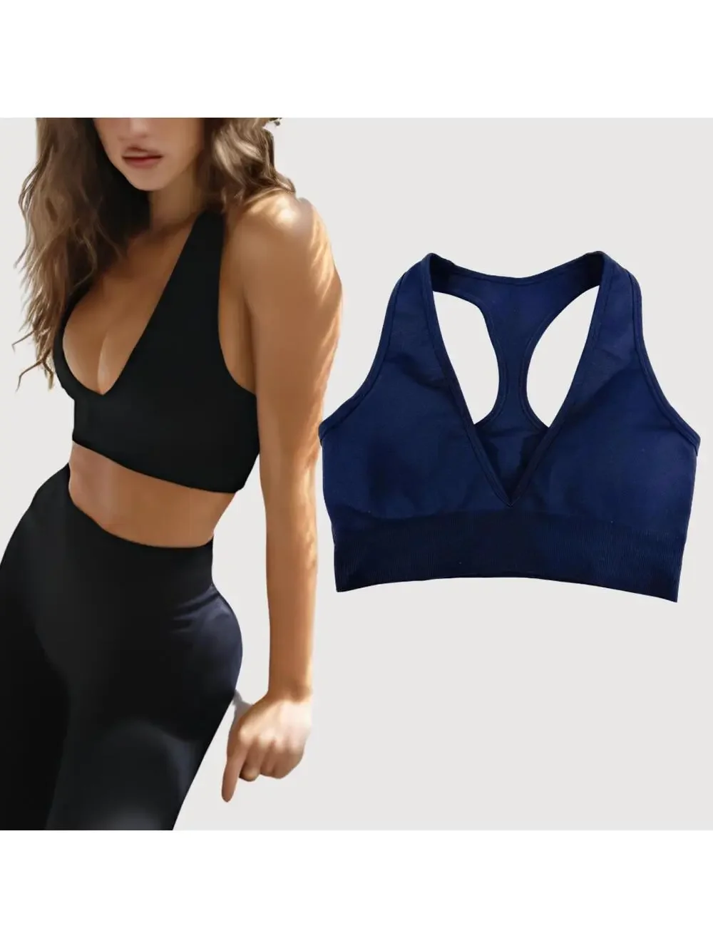 CSB Black Racerback Seamless Sports Bra